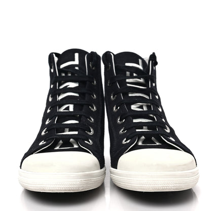 Chanel Canvas CC High Top Sneakers 40 Black White 2 of 6