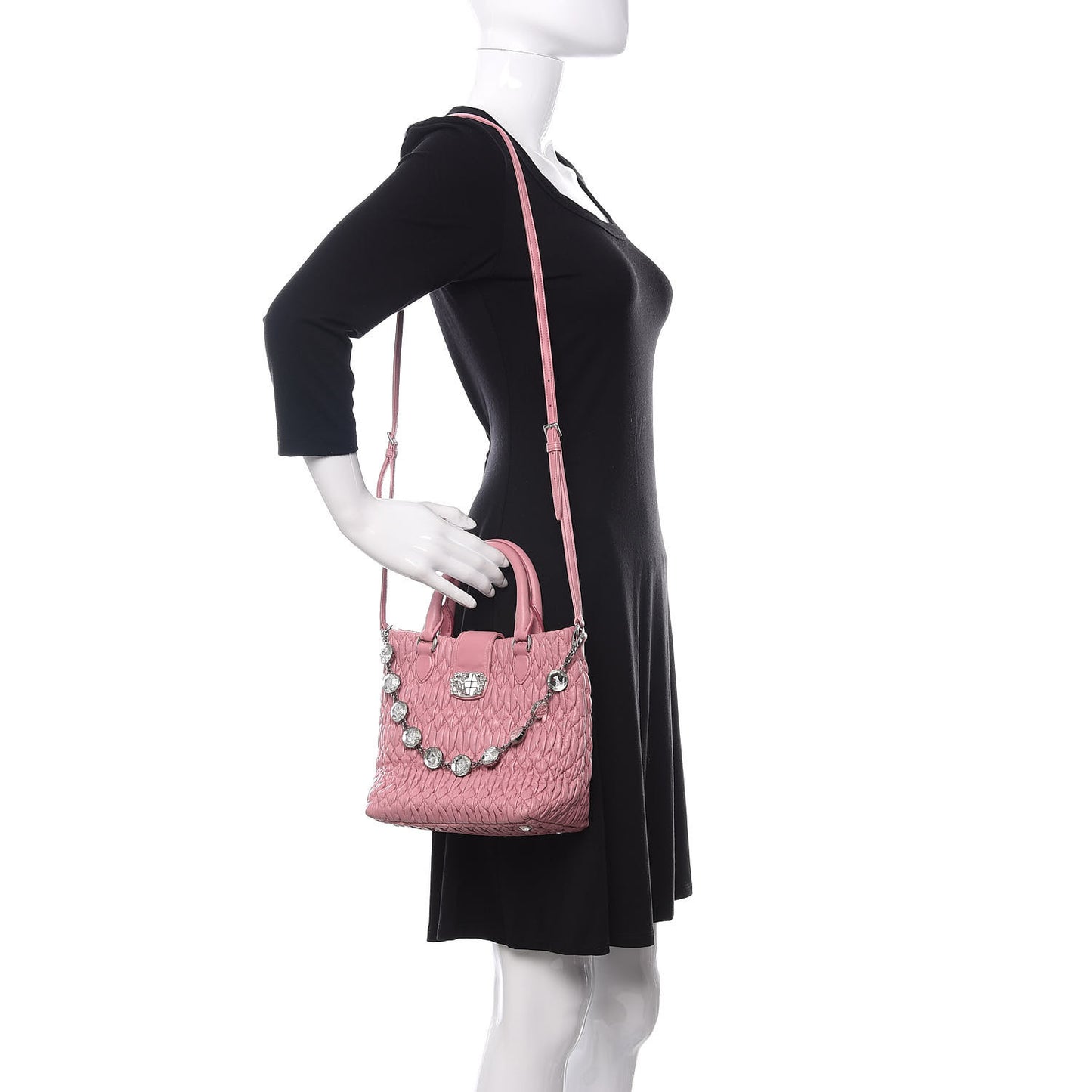 Nappa Matelasse Crystal Top Handle Rosa