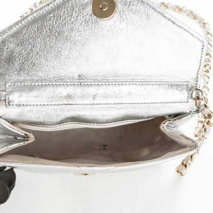 Chanel Metallic Lambskin Quilted Camellia Small Flap Silver 5 of 6