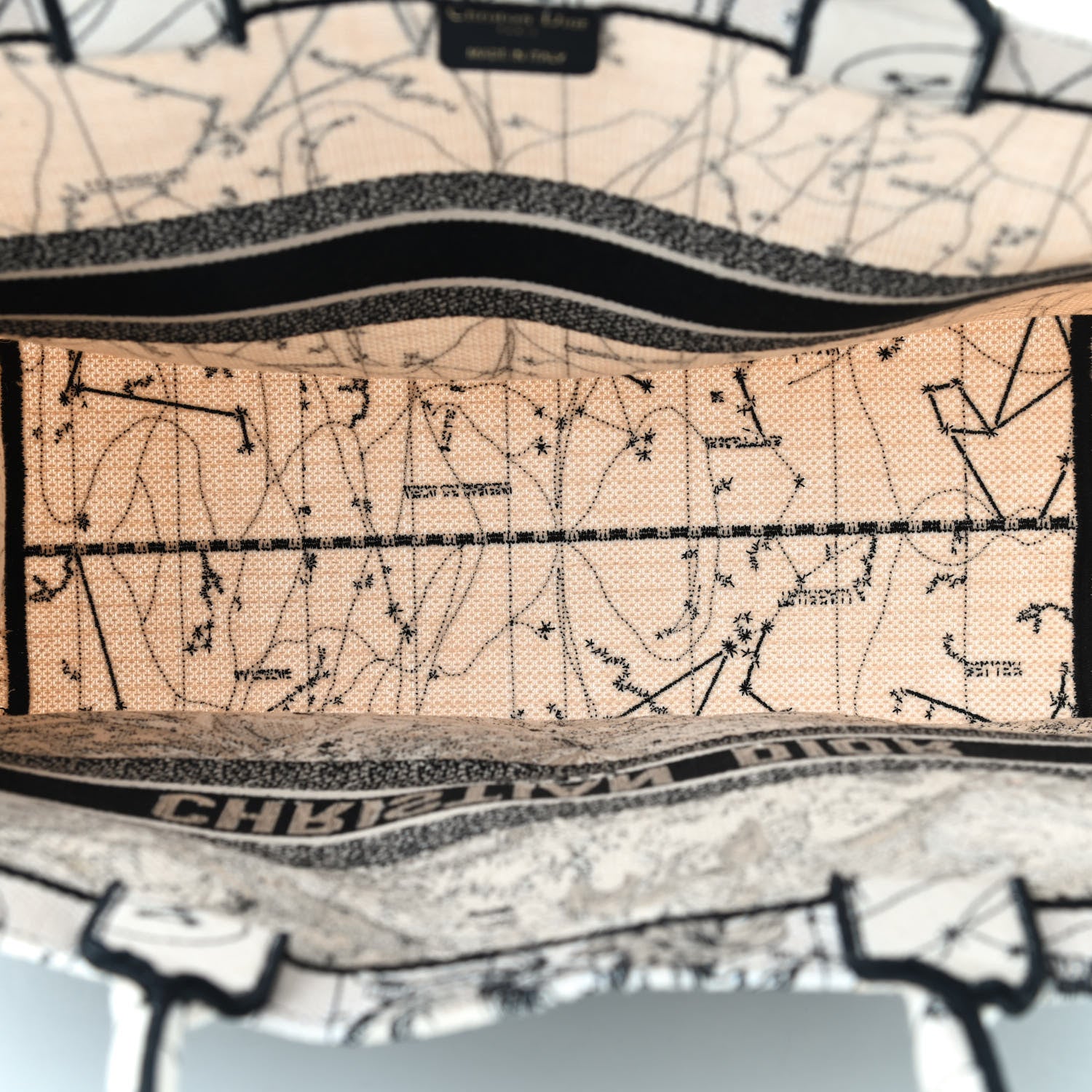 Christian Dior Canvas Embroidered Zodiac Book Tote Latte Multicolor 5 of 9
