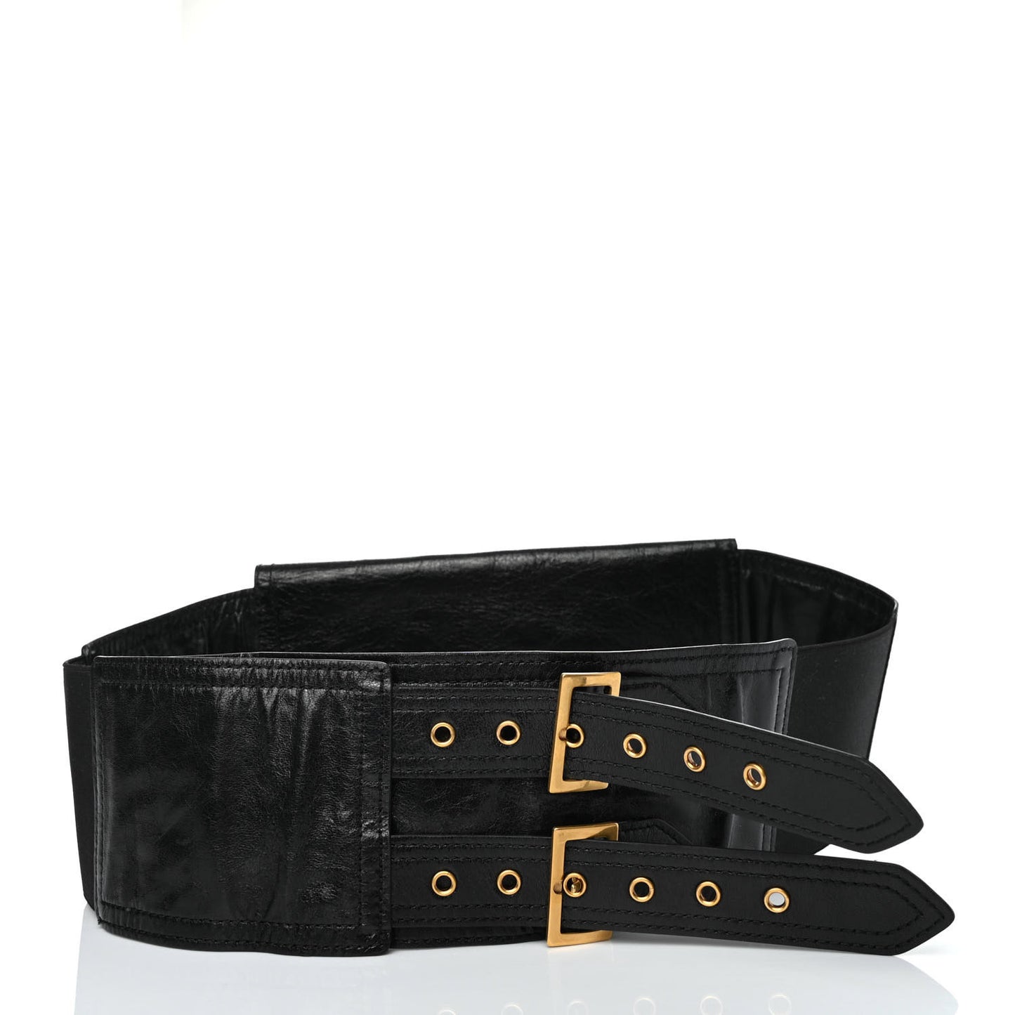 Crinkled Lambskin 135mm Saddle Belt Black