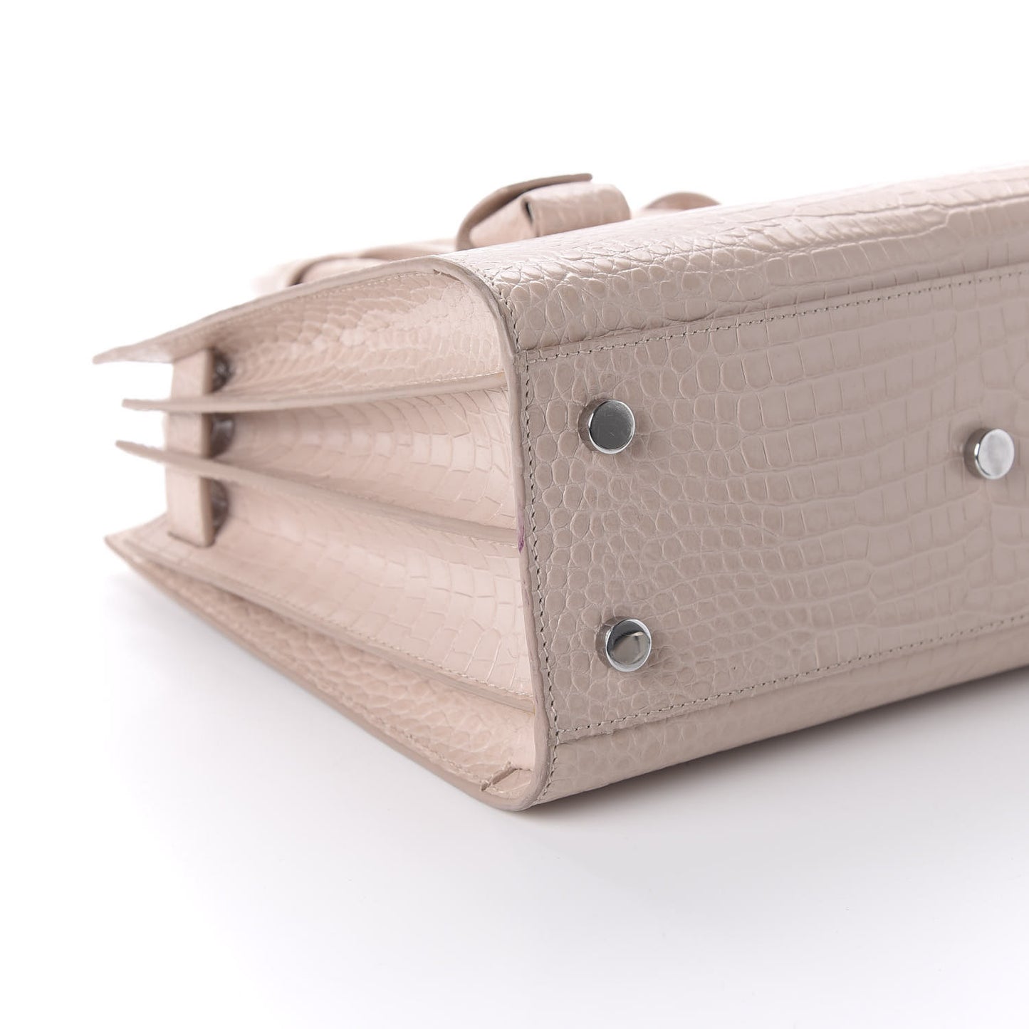 Calfskin Crocodile Embossed Baby Sac De Jour Rose Antic