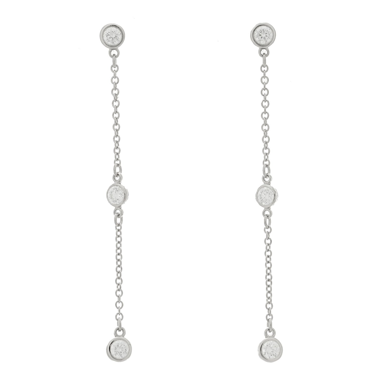 Tiffany Platinum Elsa Peretti Diamonds by the Yard Drop Earrings 1 of 5