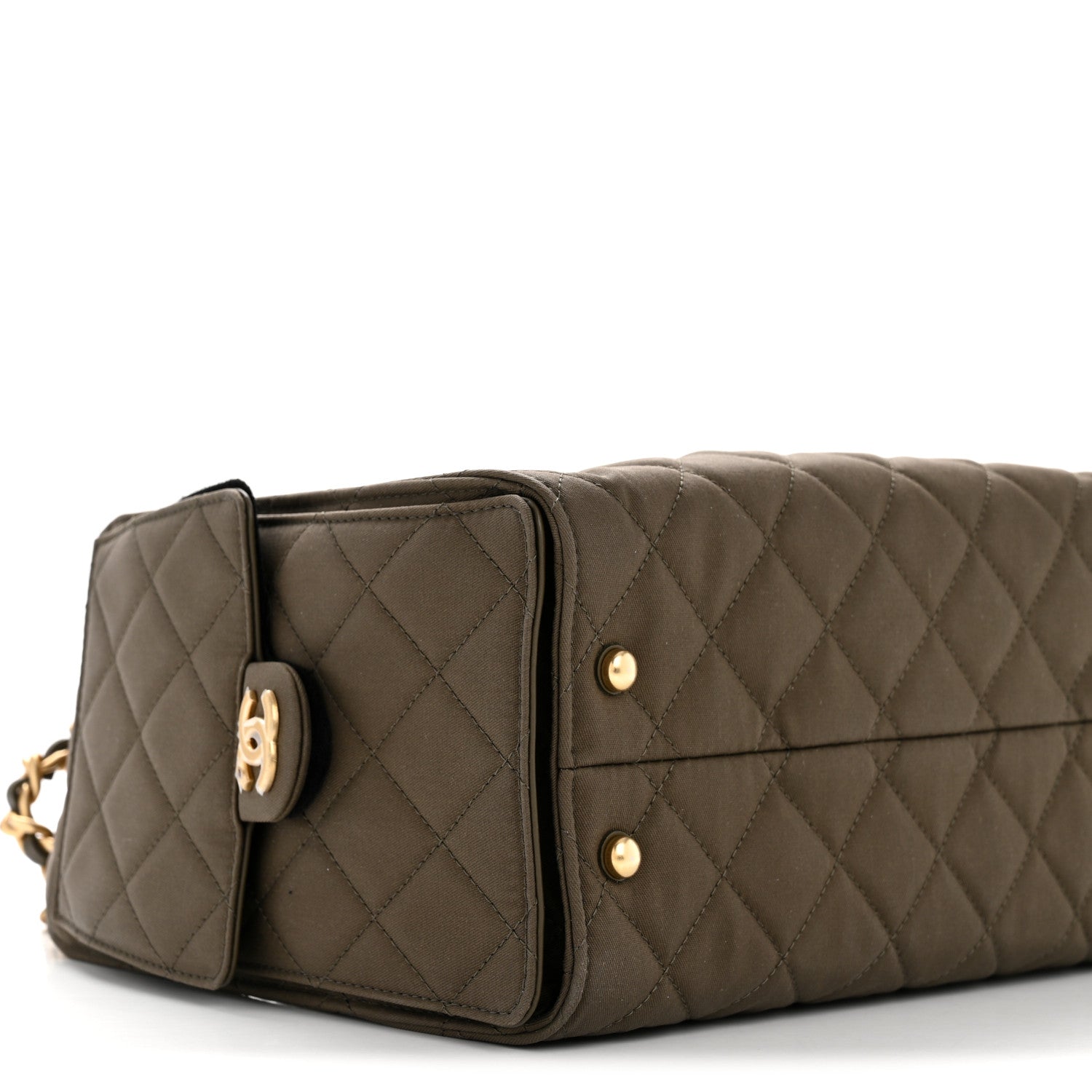 Chanel Canvas Quilted Small Chanel 25 Handbag Khaki 9 of 10