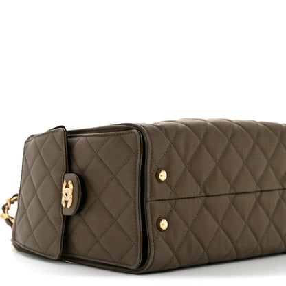 Chanel Canvas Quilted Small Chanel 25 Handbag Khaki 9 of 10