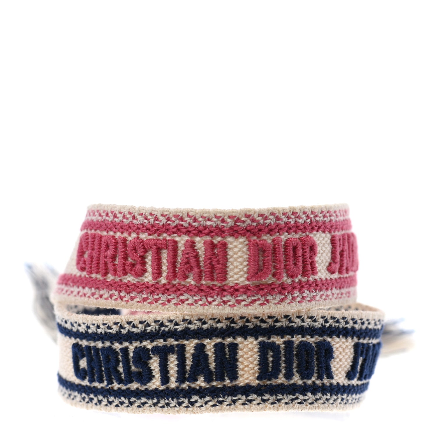 Christian Dior Woven Cotton J'Adior Friendship Bracelet Set Pink Dark Blue 1 of 3