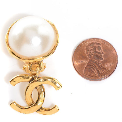 Chanel Pearl CC Drop Clip On Earrings Gold 2 of 4