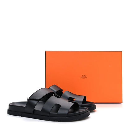 Hermes Calfskin Womens Chypre Sandals 38.5 Black 12 of 12