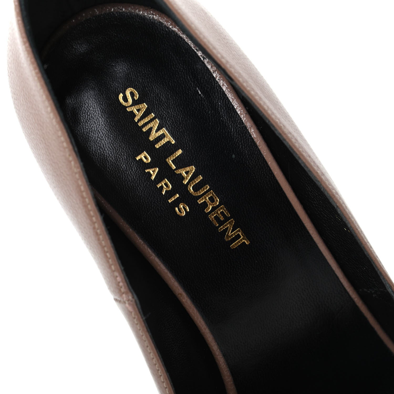 Saint Laurent Pebbled Patent Calfskin Janis 105 Platform Pumps 37 Taupe 8 of 10