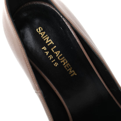 Saint Laurent Pebbled Patent Calfskin Janis 105 Platform Pumps 37 Taupe 8 of 10