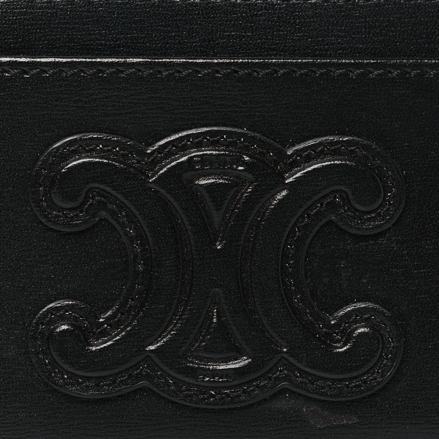 Smooth Lambskin Zip Triomphe Card Holder Black