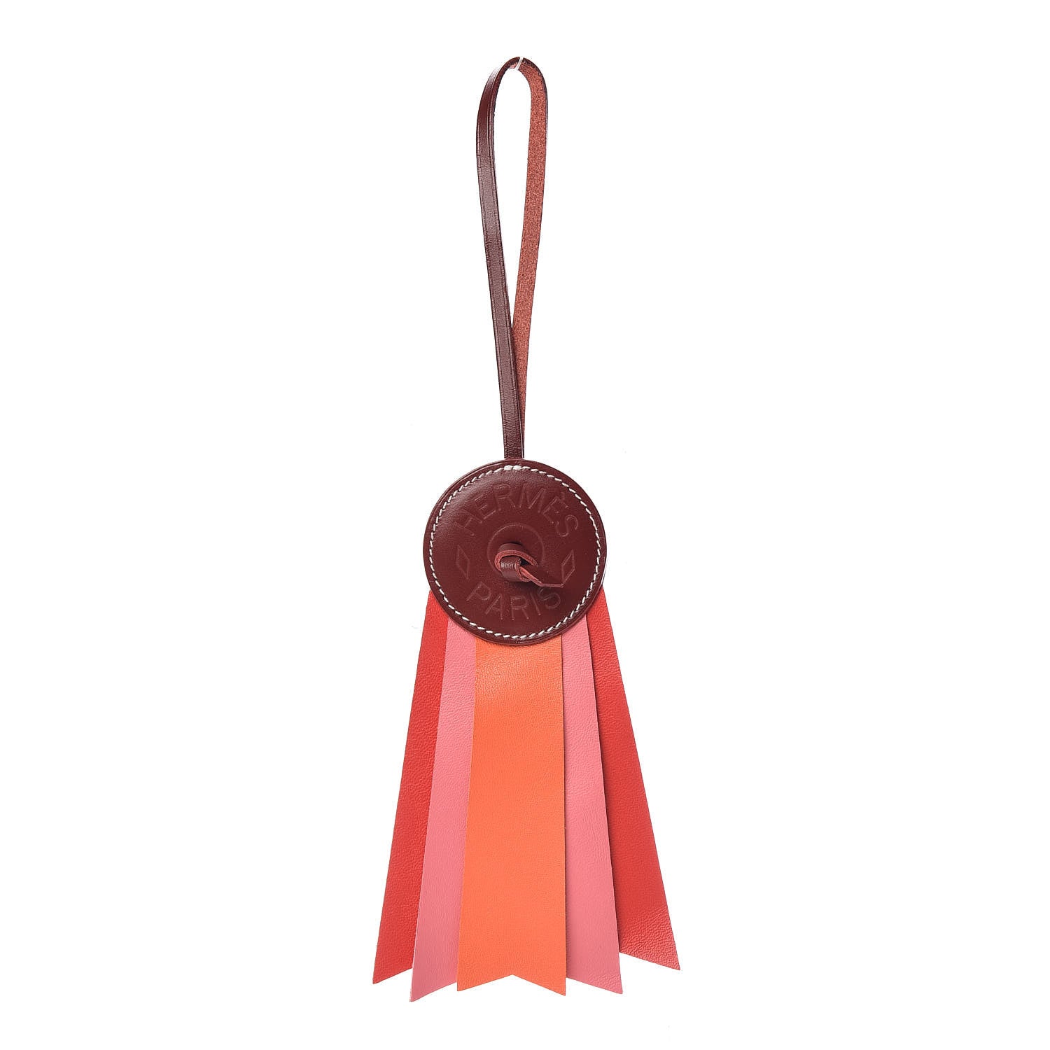 Hermes Vache Hunter Milo Lambskin Paddock Flot Bag Charm Orange Poppy Rose Azalee Red 1 of 4