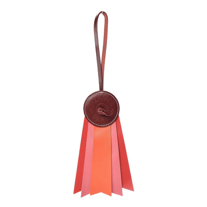 Hermes Vache Hunter Milo Lambskin Paddock Flot Bag Charm Orange Poppy Rose Azalee Red 1 of 4
