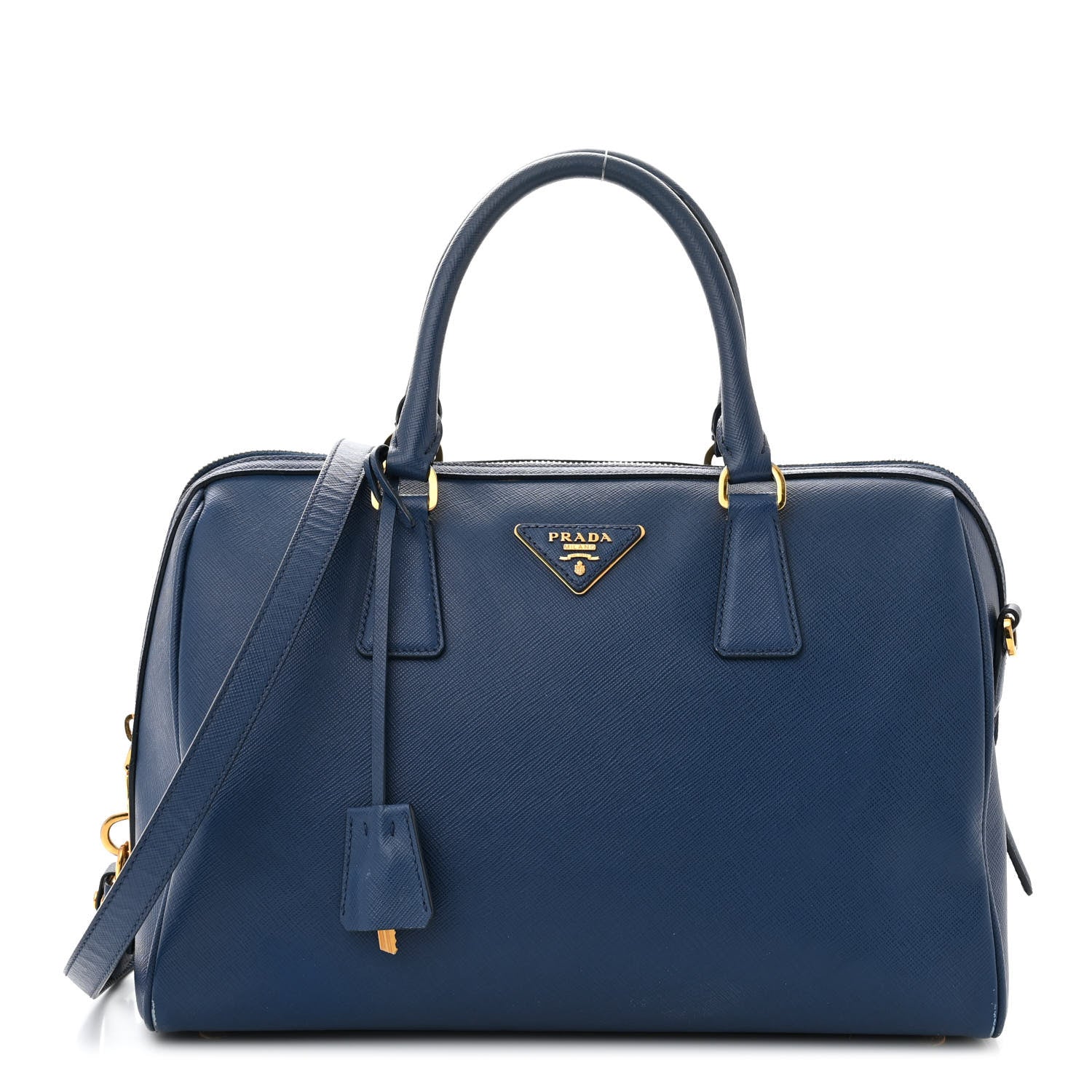 Prada Saffiano Lux Bowler Blue 1 of 17