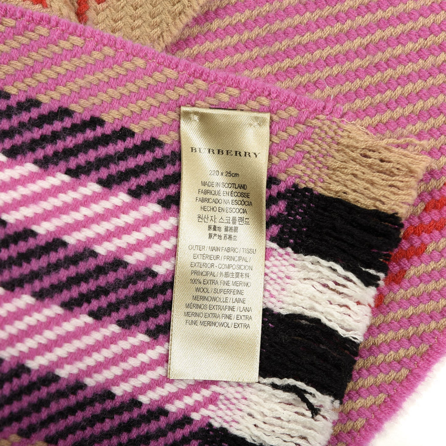 Wool Giant Check Scarf Camel Pink
