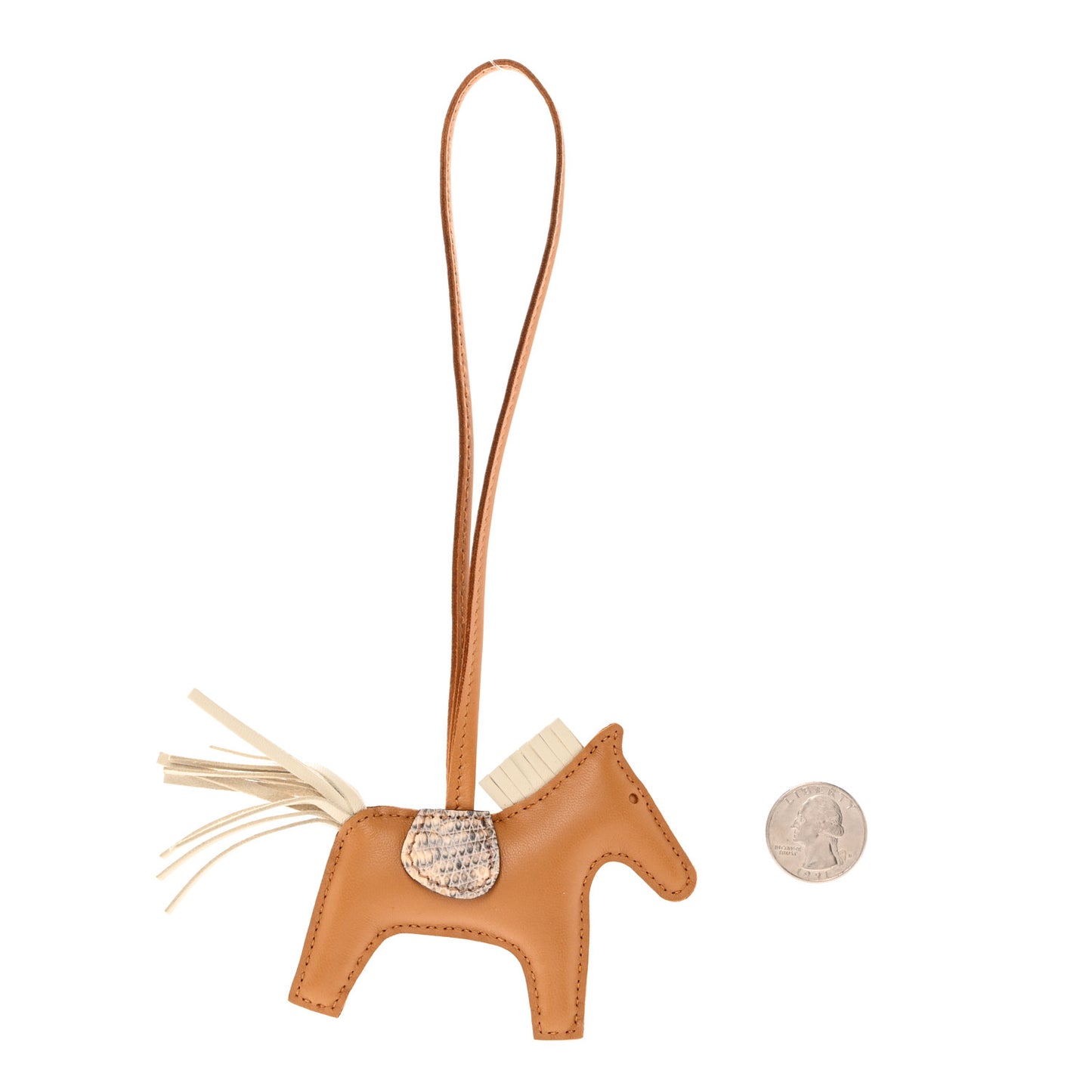 Milo Lambskin Lizard Touch Grigri Rodeo Horse Bag Charm PM Sesame Craie Desert