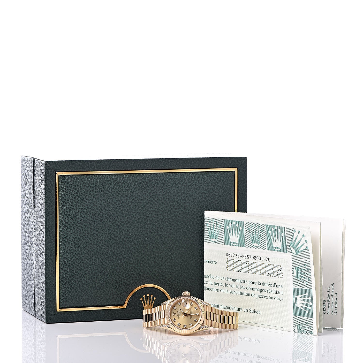 Rolex 18K Yellow Gold Diamond 26mm Datejust President Watch Champagne 69238 7 of 7