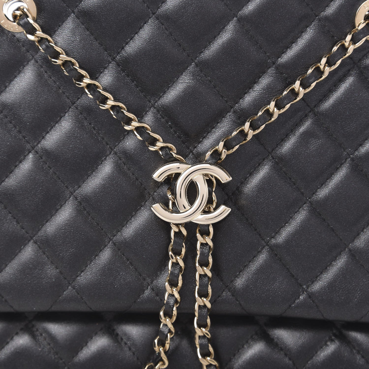 Chanel Shiny Lambskin Quilted Medium Double Case With Strap Black 20 of 23
