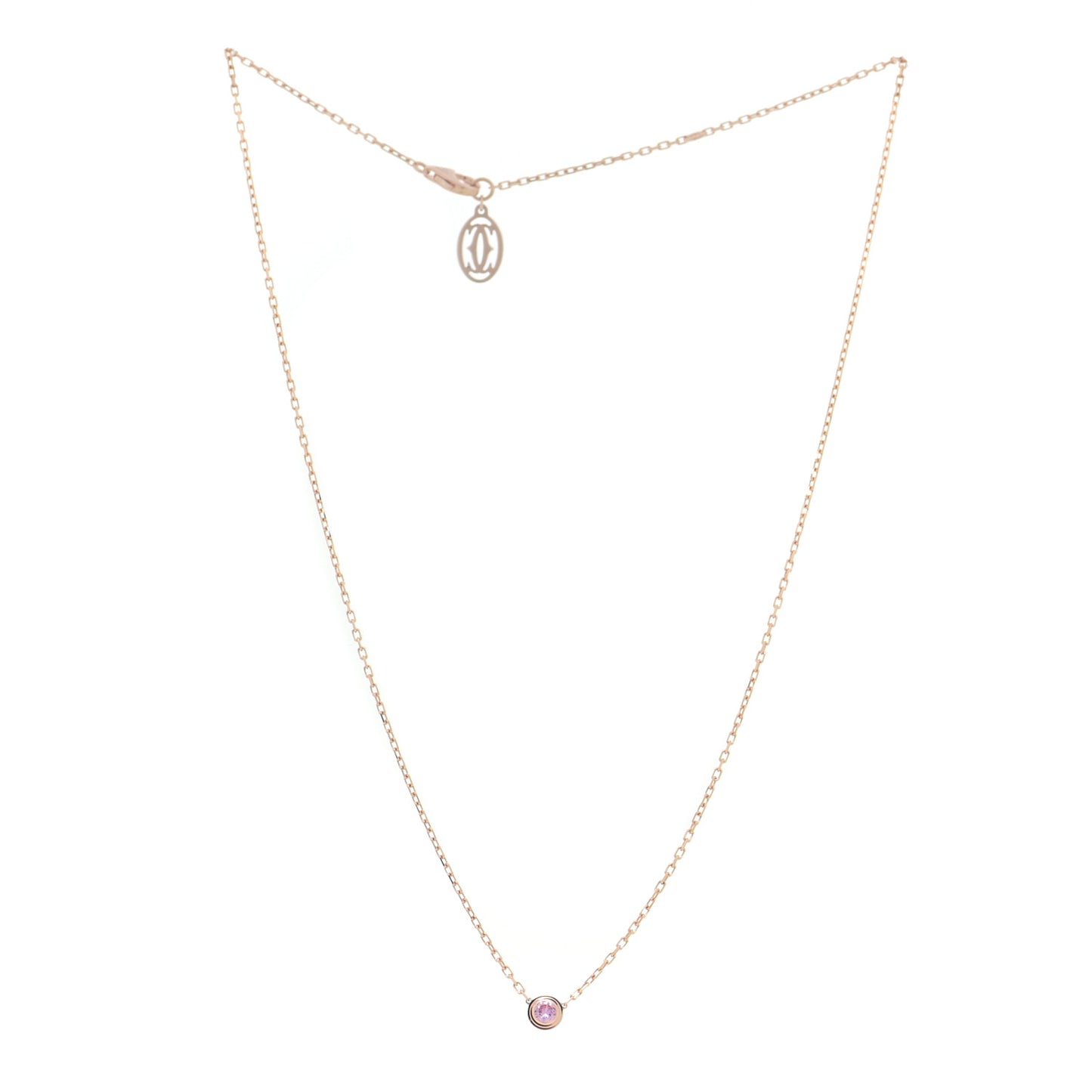 18K Pink Gold Pink Sapphire D'Amour Pendant Necklace