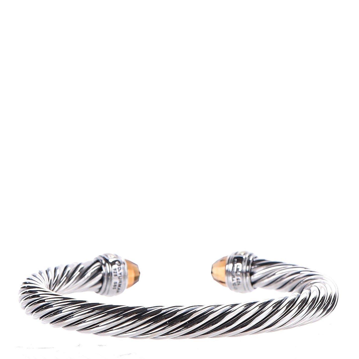 Sterling Silver 14K Yellow Gold Citrine 7mm Cable Classics Bracelet