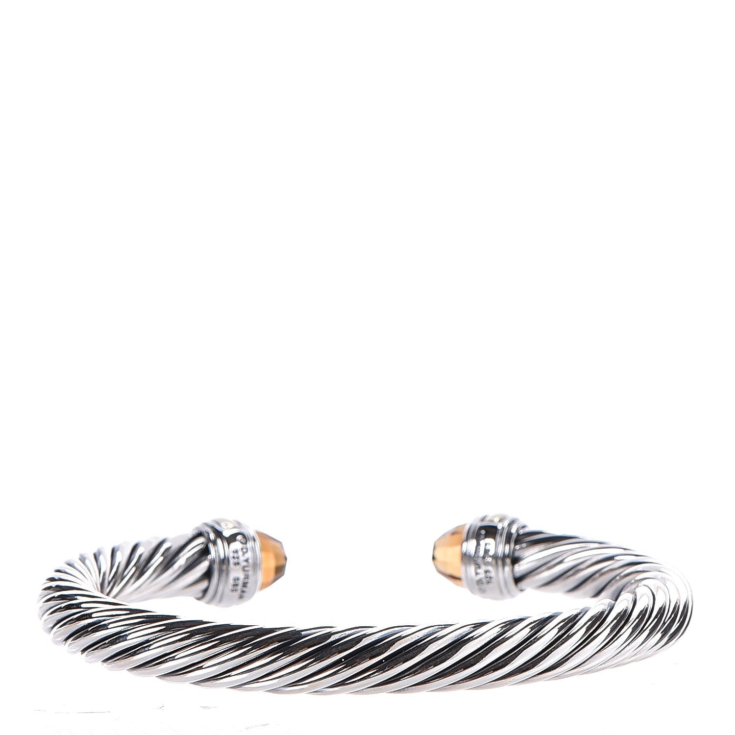 David Yurman Sterling Silver 14K Yellow Gold Citrine 7mm Cable Classics Bracelet 3 of 5
