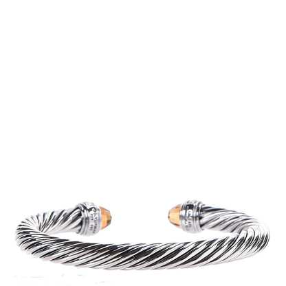 David Yurman Sterling Silver 14K Yellow Gold Citrine 7mm Cable Classics Bracelet 3 of 5