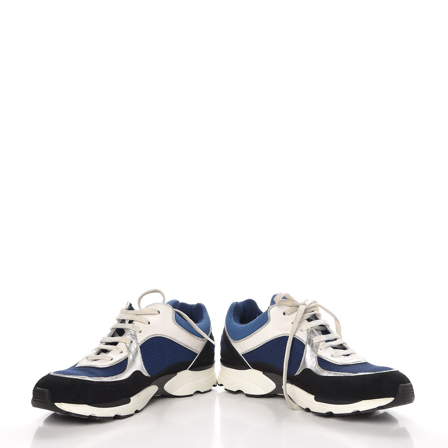 Chanel Suede Calfskin CC Sneakers 39 Blue Black 5 of 11