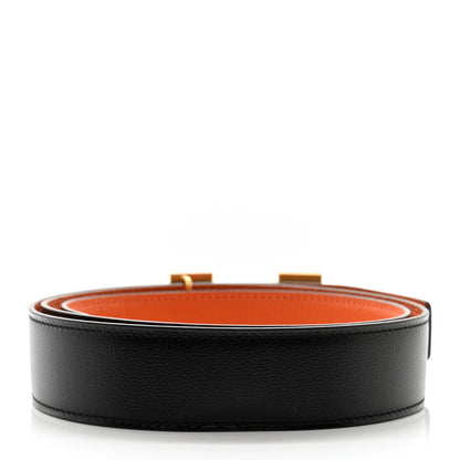Hermes Box Togo 32mm Constance Martelee H Belt 85 34 Black Orange 2 of 6