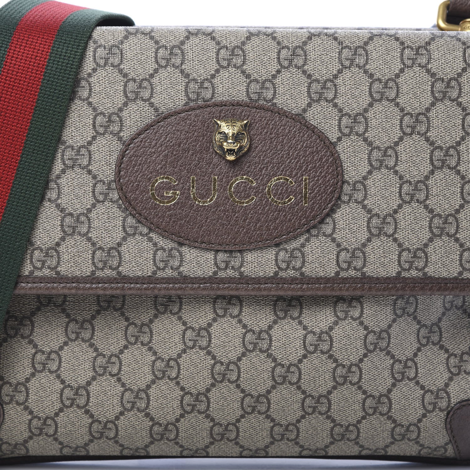 Gucci GG Supreme Monogram Web Neo Vintage Double Flap Messenger Bag Beige New Acero 12 of 12