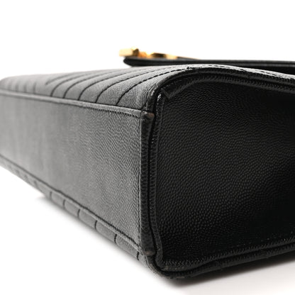 Saint Laurent Grain De Poudre Matelasse Chevron Large Monogram Satchel Black 10 of 10
