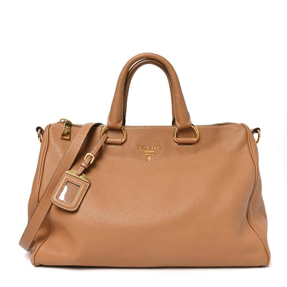 Prada Vitello Daino Top Handle Zip Tote Caramel 1 of 9