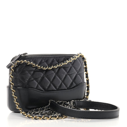Chanel Aged Calfskin Quilted Small Gabrielle Clutch With Chain Black 3 of 10