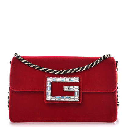 Gucci Velvet Crystal Square G Shoulder Bag Red 1 of 7