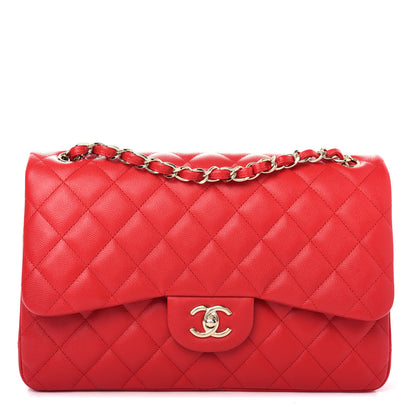 Chanel Caviar Quilted Jumbo Double Flap Red 1 of 11