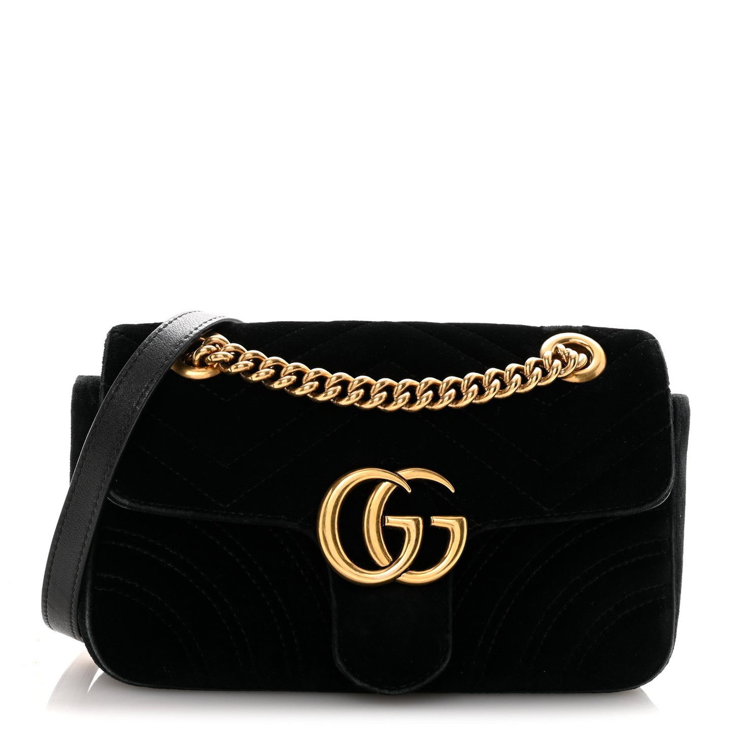 Velvet Matelasse Mini GG Marmont Shoulder Bag Black