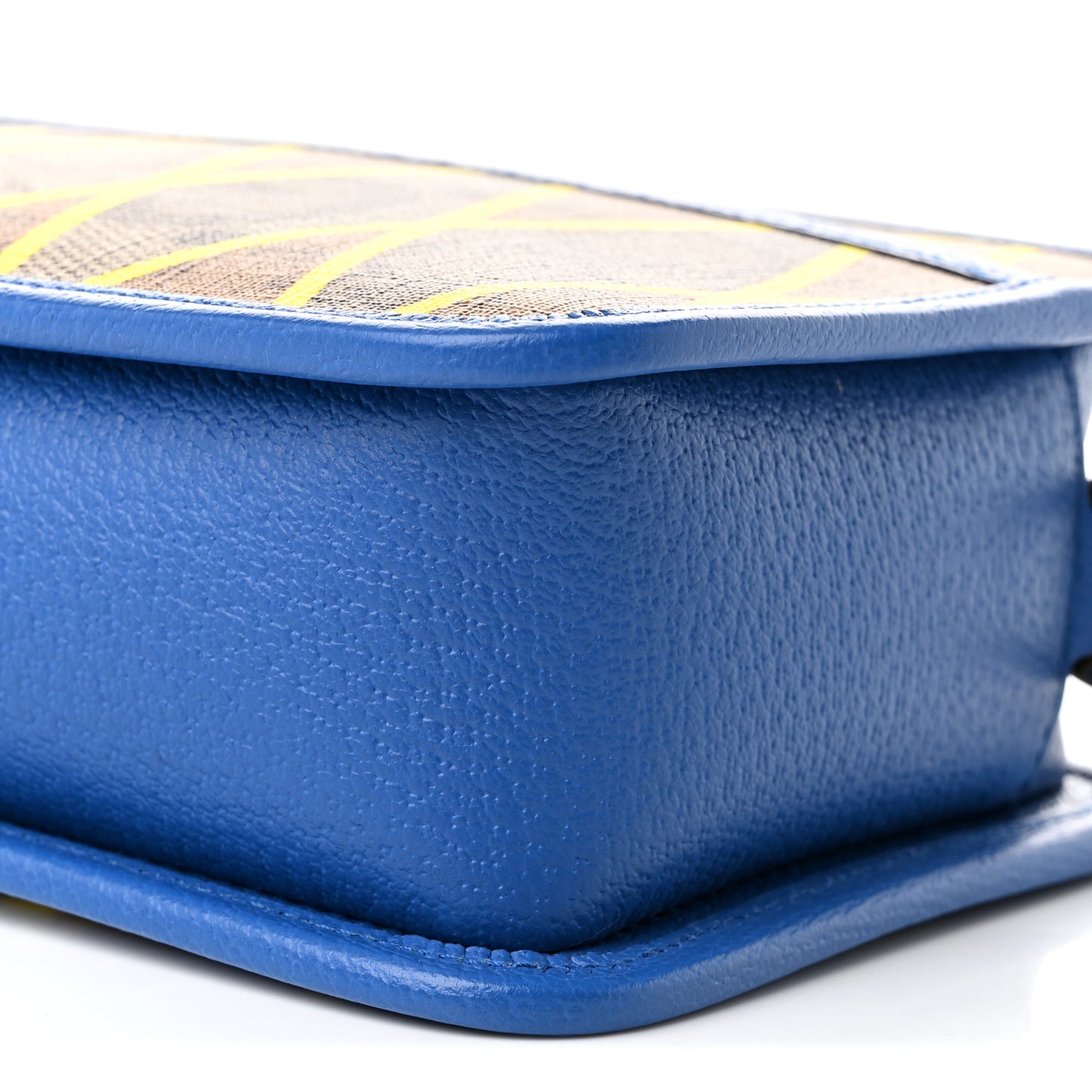 GG Supreme Monogram Mix Textured Dollar Calfskin Rhombus Inlay Crossbody Bag Beige Ebony Harvest Joy Blue