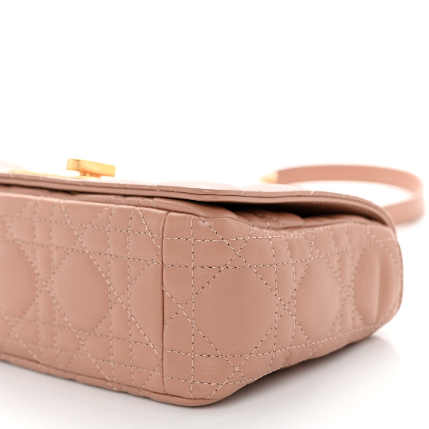 Calfskin Cannage Small Caro Bag Rose De Vents