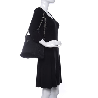 Prada Tessuto Nylon Chain Shopping Tote Black 2 of 10