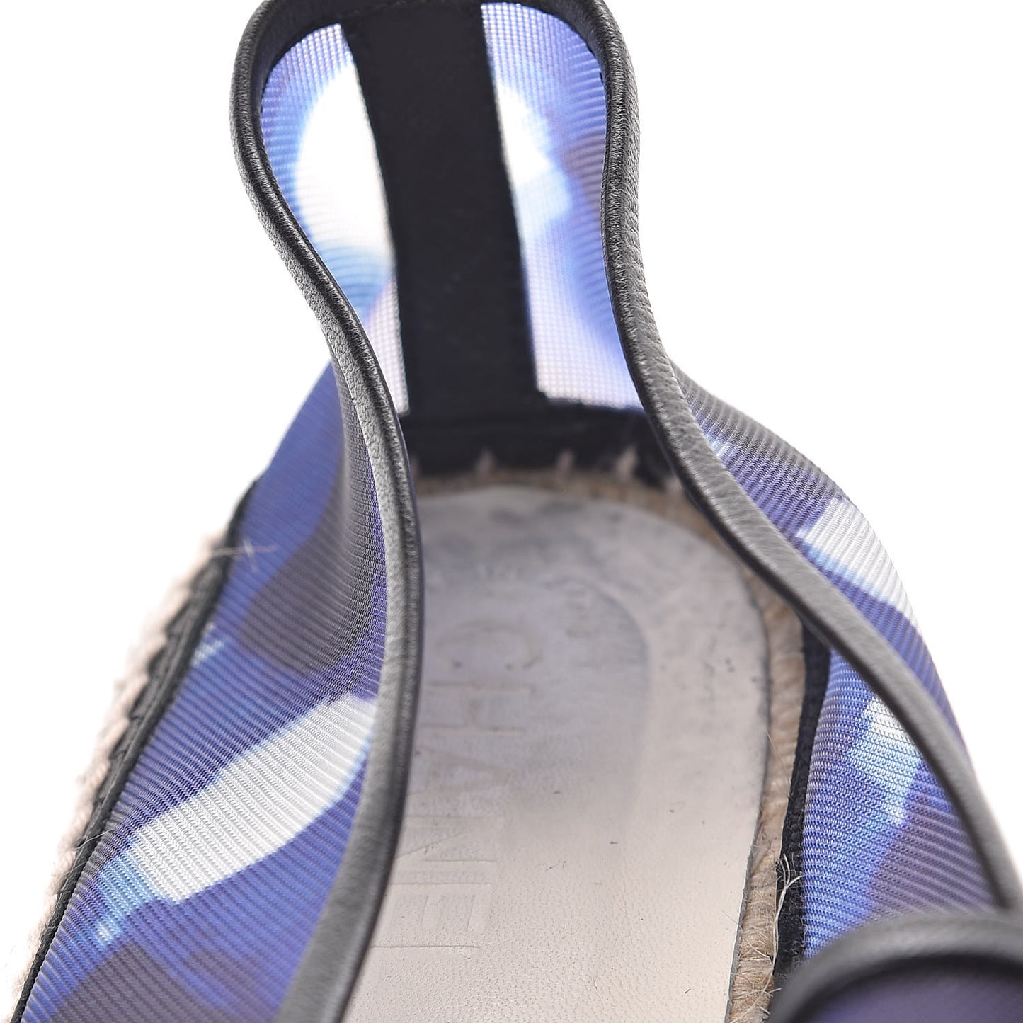 Mesh Lambskin Check Print CC Espadrilles 40 Blue Black White