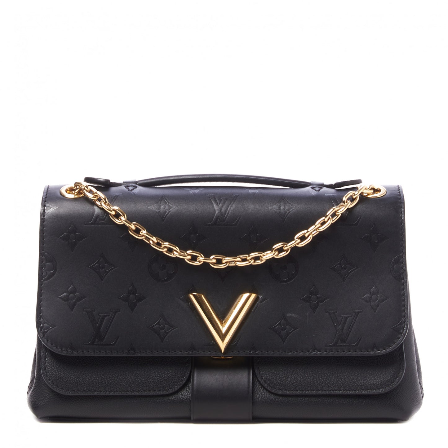 Monogram Cuir Plume Ecume Very Chain Bag Black