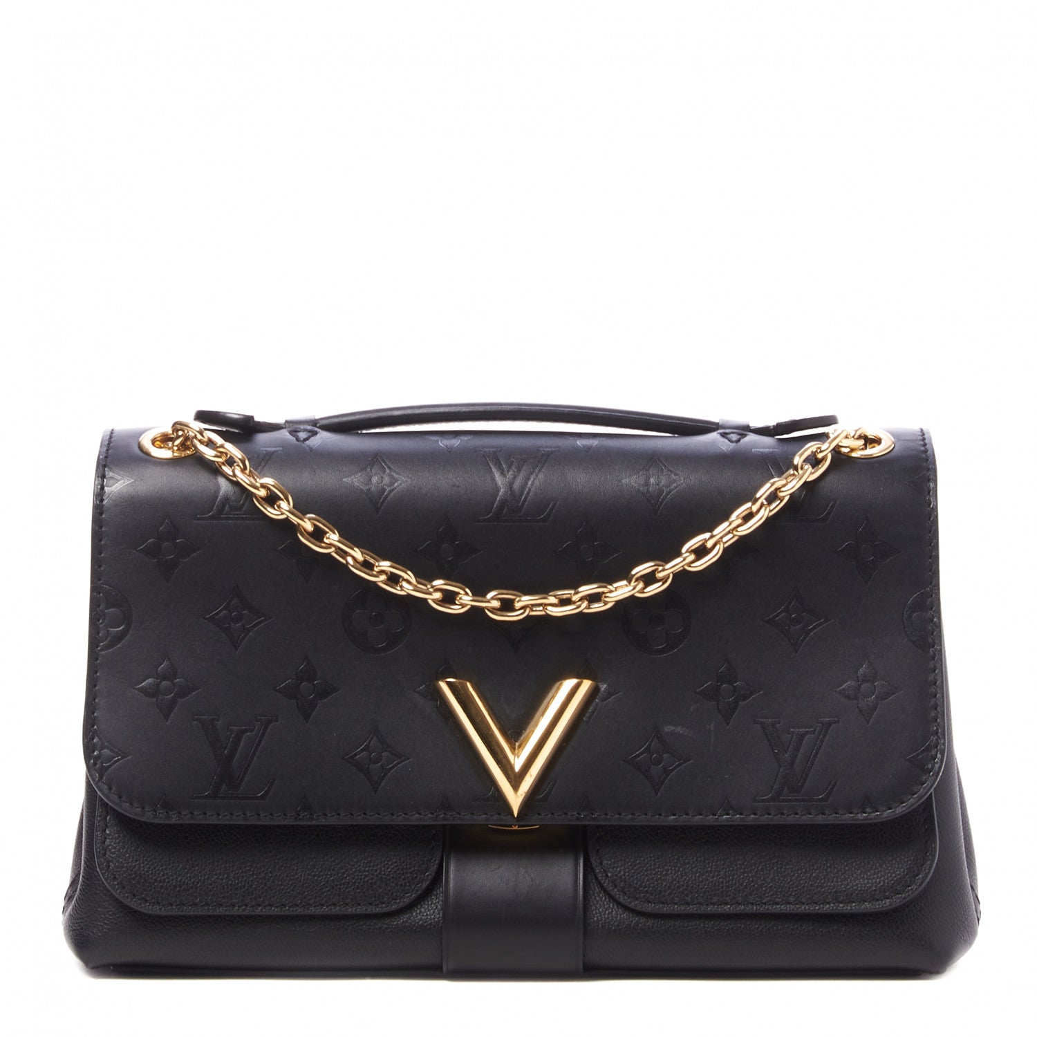 Louis Vuitton Monogram Cuir Plume Ecume Very Chain Bag Black 1 of 8