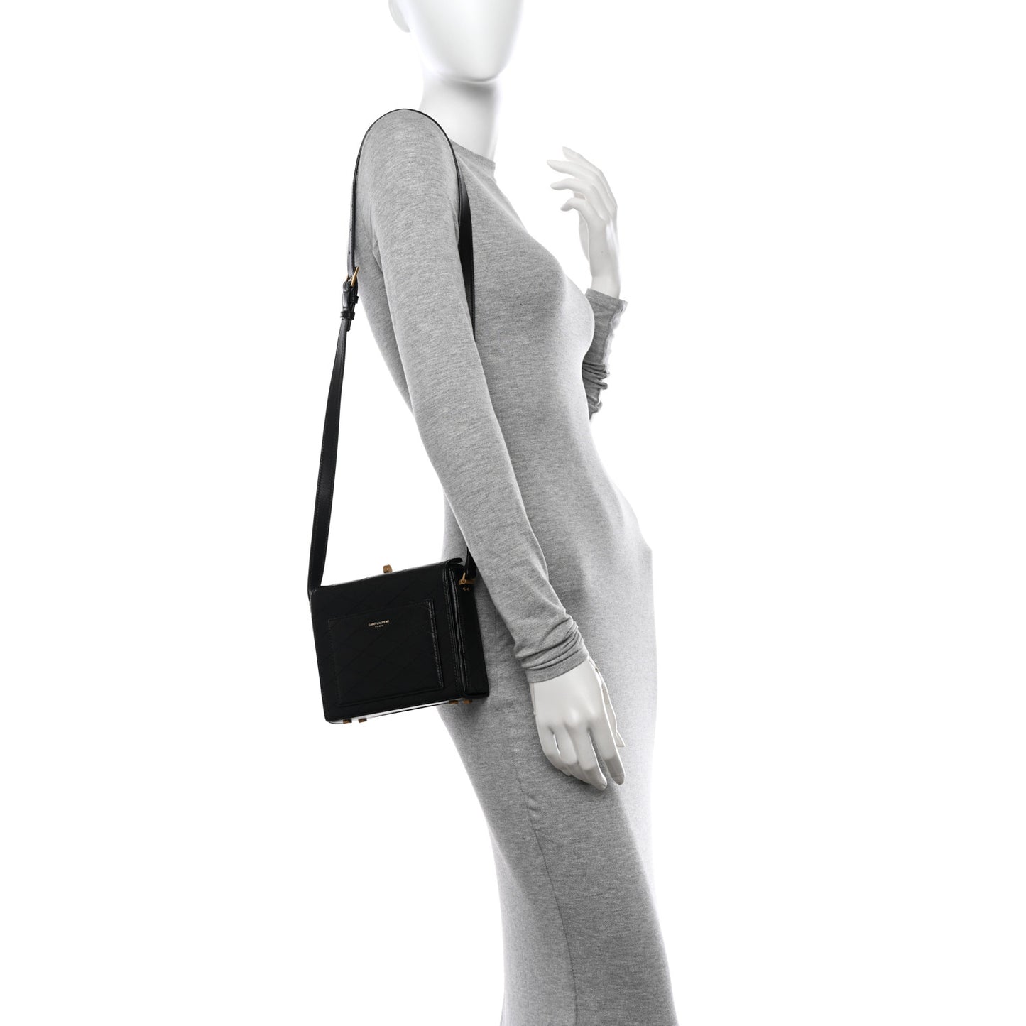 Lambskin Quilted Mini Square Crossbody Black