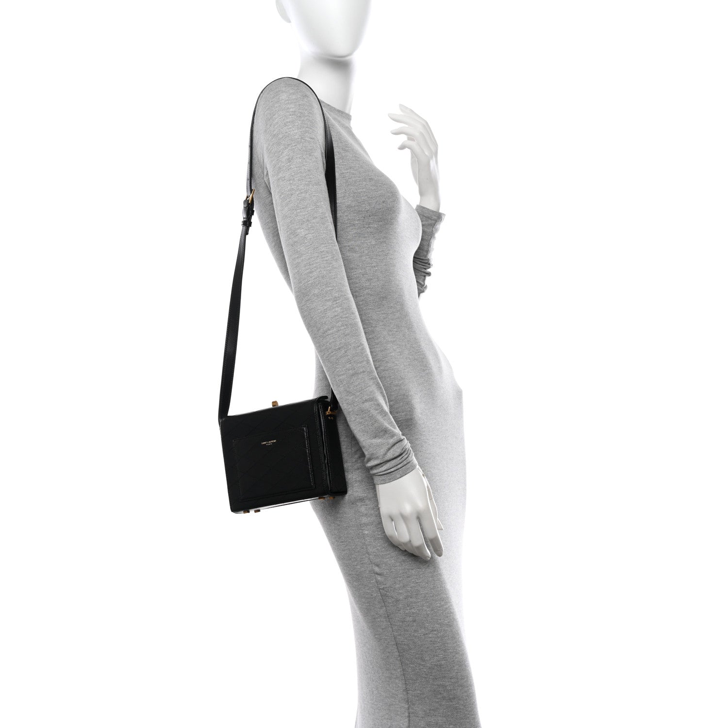 Saint Laurent Lambskin Quilted Mini Square Crossbody Black 2 of 10