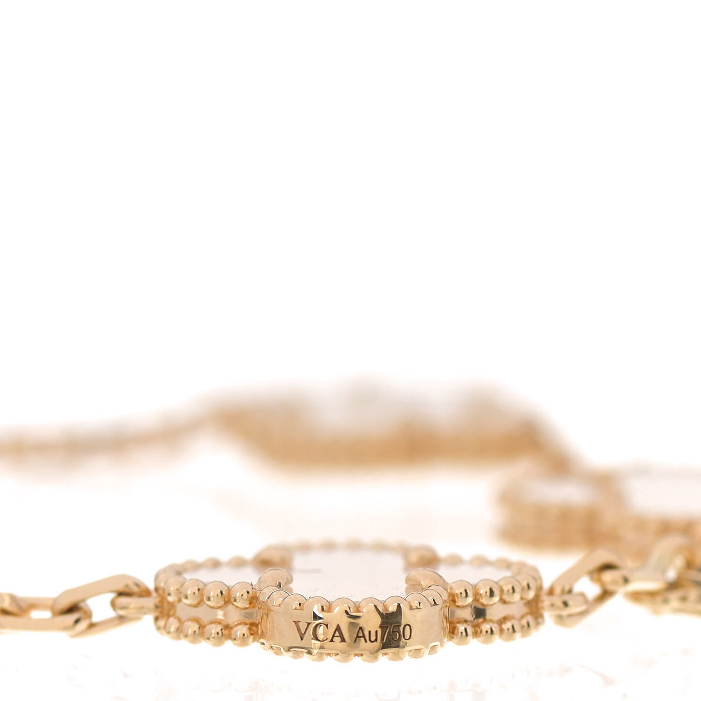 18K Yellow Gold Mother of Pearl 5 Motifs Vintage Alhambra Bracelet