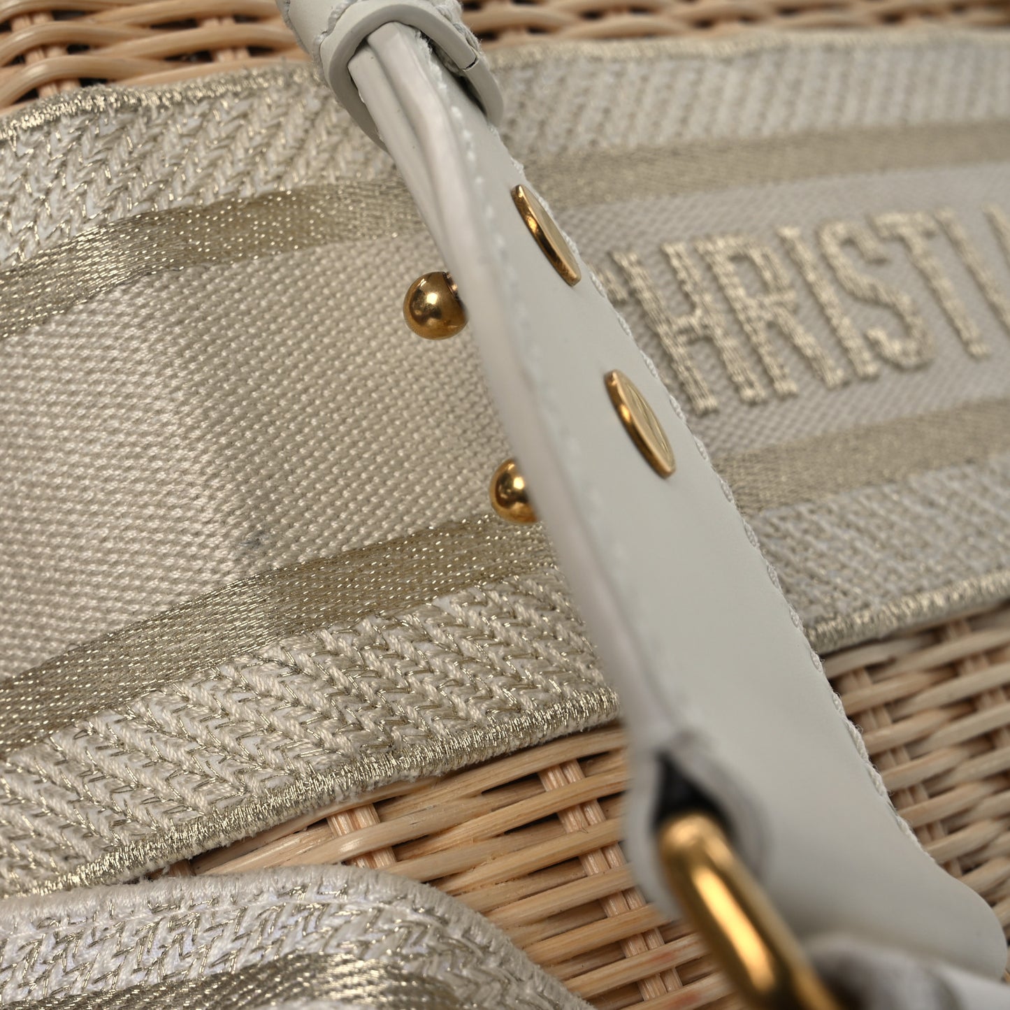 Wicker Oblique Medium Lady Dior Bag Beige