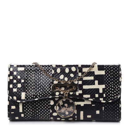 Christian Louboutin Watersnake Patchwork Riviera Clutch Black 1 of 9
