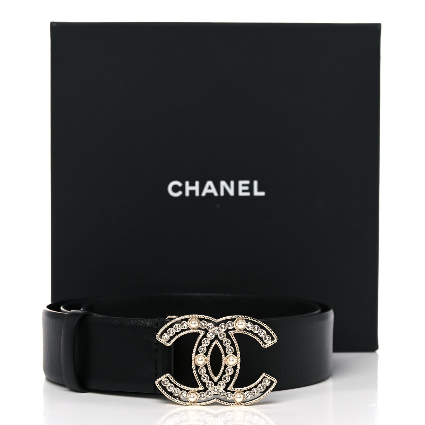 Pearl Crystal Sparkling Pearls CC Belt 90 36 Black