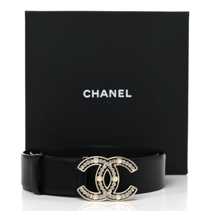 Chanel Pearl Crystal Sparkling Pearls CC Belt 90 36 Black 8 of 8