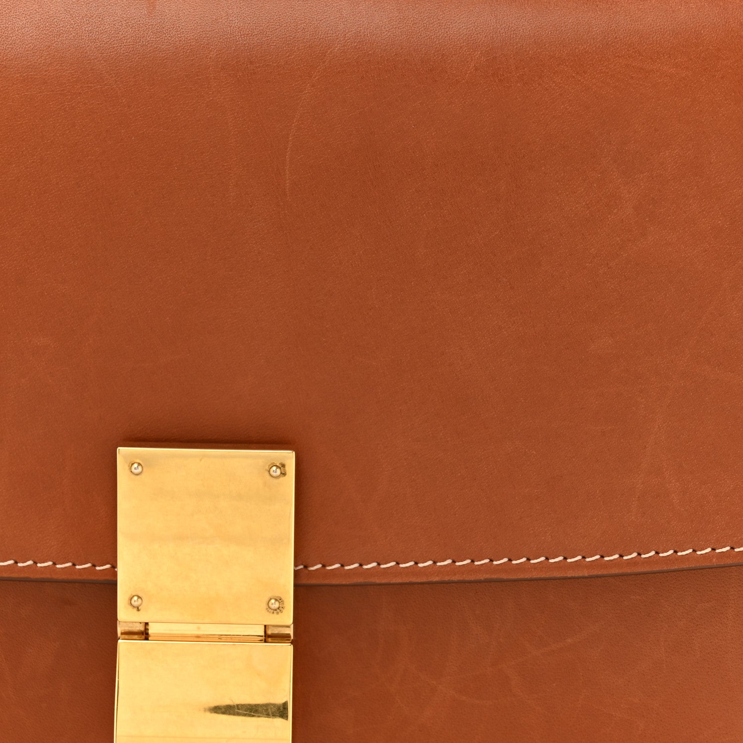 Celine Natural Calfskin Medium Classic Box Flap Bag Tan 9 of 13