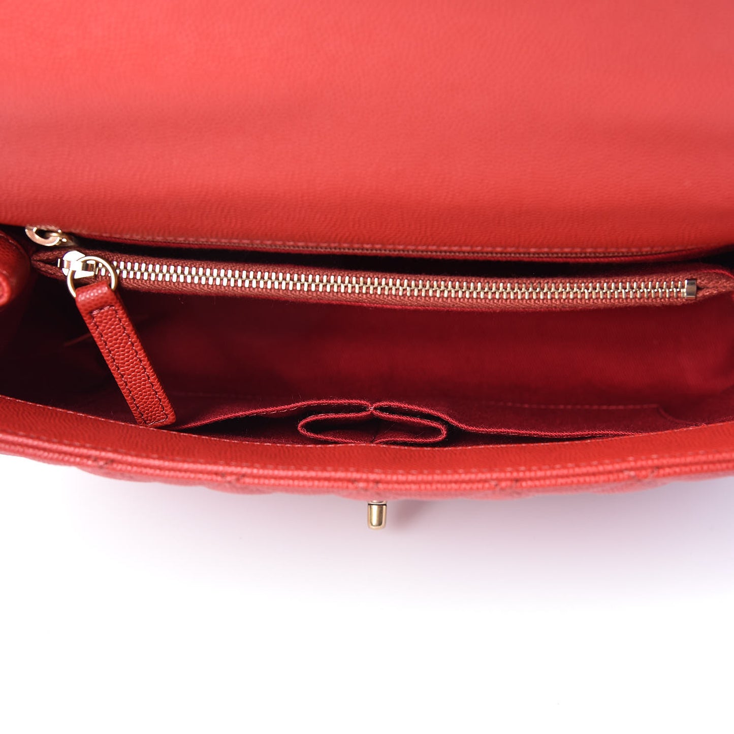 Caviar Lizard Quilted Small Coco Handle Flap Red